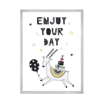 Birthday Poster Enjoy your day 50X70 cm + silver frame