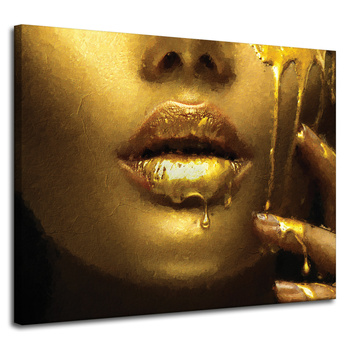 Canvas Print Golden Woman Face Golden Lips 100x80 cm