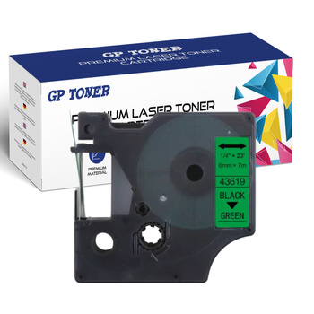 DYMO D1 6mm 7m Green/Black Tape GP-DY43619