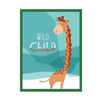 Children's poster Wild child Giraffe 21X29.7 cm + green frame