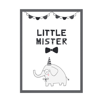 Little mister Birthday Poster 40X50 cm + gray stone frame