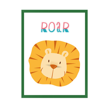 Children's Roar poster 21X29.7 cm + green frame