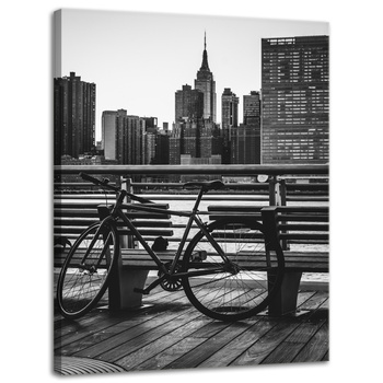 Canvas Print Architecture Bicycle against the background of the city 30x40 cm