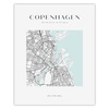 Poster Map of Copenhagen square 40X50 cm + gold frame