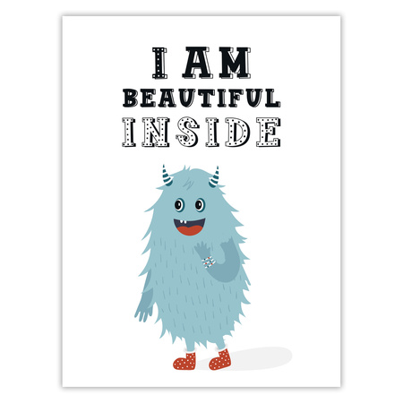 Children's poster I am beautiful inside 30X40 cm + turquoise sea frame