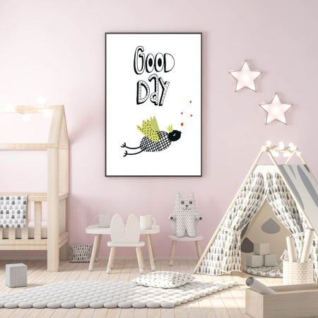 Children's Good day poster 40X50 cm + gold frame