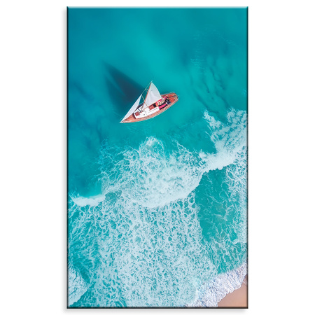 Canvas Print Sailboat Waves Sand Shore 60x100 cm