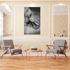 Canvas Print Black and White Elephant Drinking Water 80x120 cm