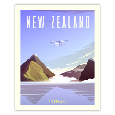 Poster New Zealand 40X50 cm + gold frame