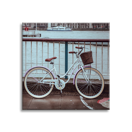 Canvas Print Vintage Bike in the City by the Bridge 90x90