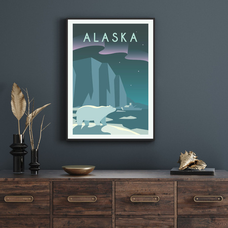 Alaska Cities poster 40X50 cm + gold frame