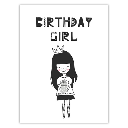Birthday Poster Birthday girl 30X40 cm + gold frame