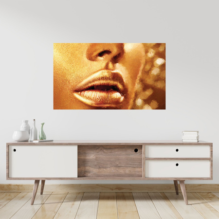 Canvas Print Golden Face and Lips Art Style 100x80 cm