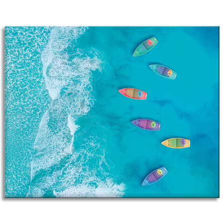 Canvas Print Boats Water Colors Waves 100x80 cm