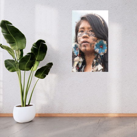 Canvas Print Painted Girl Face Flowers 80x120 cm