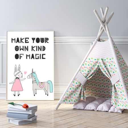 Children's Poster Make your own kind of magic 30X40 cm + yellow frame