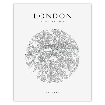 Poster London city map circle 40X50 cm + gold frame