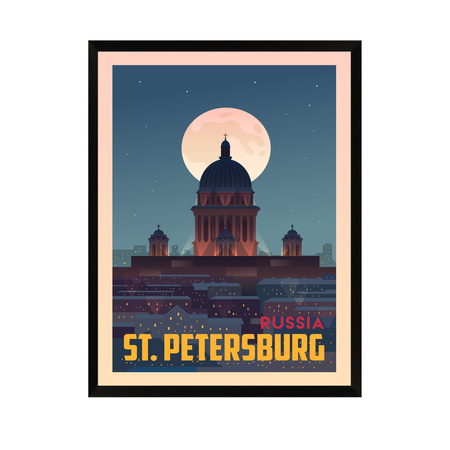 Poster of the City of St. Petersburg 40X50 cm + black frame