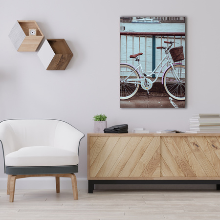 Canvas Print Vintage Bike in the City by the Bridge 80x120