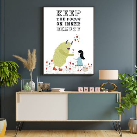Children's poster Keep the focus on inner beauty 50X70 cm + gold frame