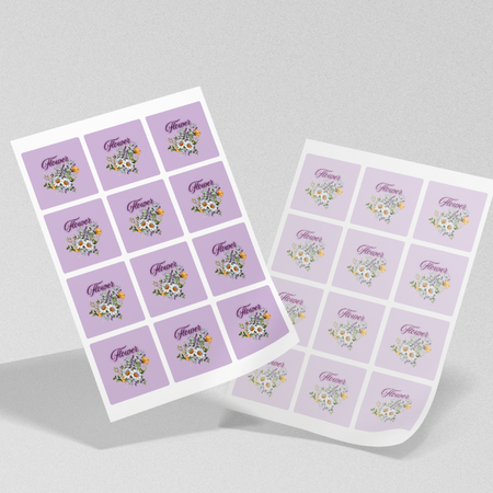 STICKERS with LOGO Square with print Waterproof Text Photo 60x60 mm