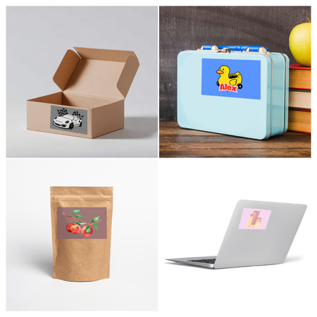 STICKERS with LOGO Rectangular with print Waterproof Text Photo 100x67 mm