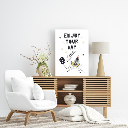 Birthday Poster Enjoy your day 30X40 cm + turquoise sea frame