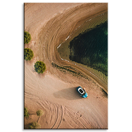 Canvas Print Car Sand Trees Water Summer 80x120