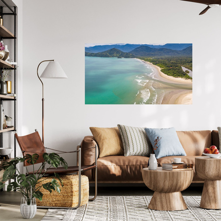 Canvas Print Water Shore Waves Mountains Nature 100x80 cm