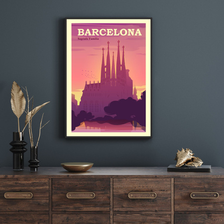 Barcelona City Poster 40X50 cm + gold frame