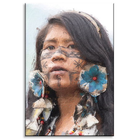 Canvas Print Painted Girl Face Flowers 80x120 cm