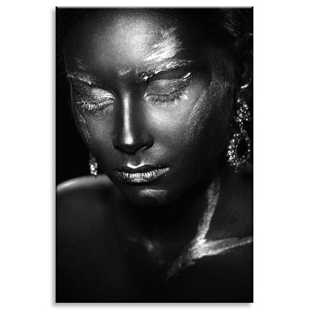 Canvas Print Woman Pensive Art Black 80x120 cm