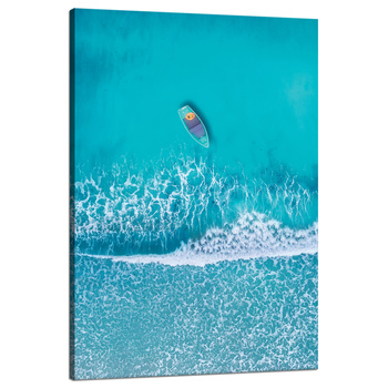 Canvas Print Boat on the Sea Water Blue 80x120 cm