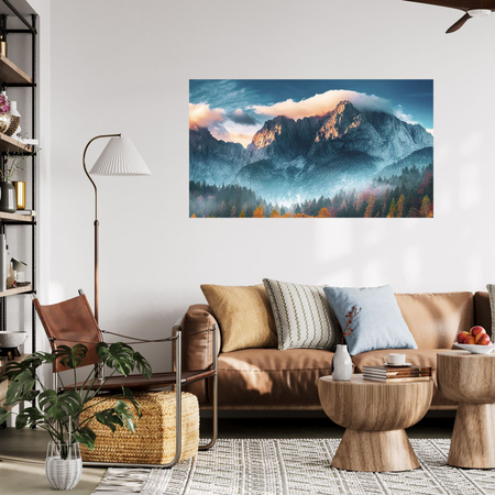 Canvas Print Mountains Sky Forest Nature 100x80 cm