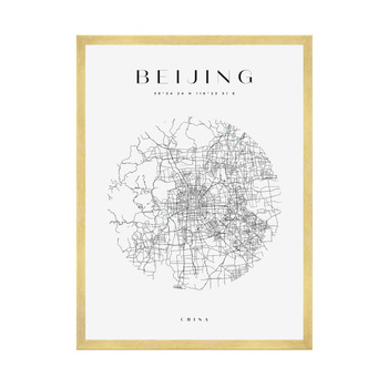 Poster Beijing city map circle 40X50 cm + gold frame