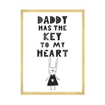 Children's poster Daddy has the key to my heart 40X50 cm + gold frame