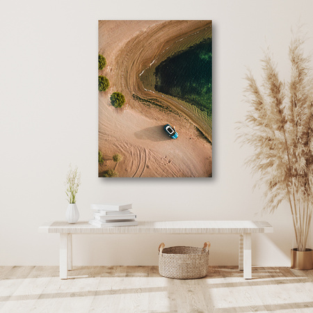 Canvas Print Car Sand Trees Water Summer 80x120