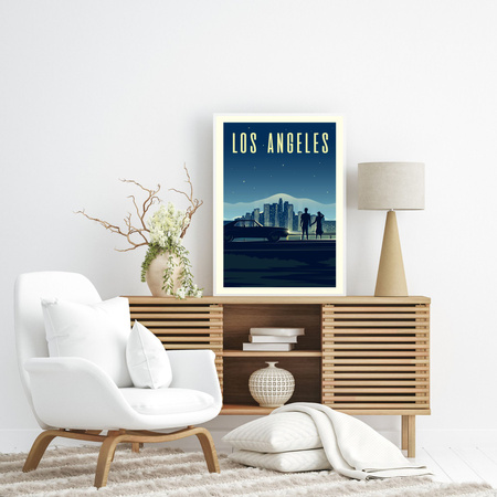 Poster of the City of Los Angeles 40X50 cm + gold frame