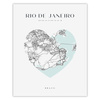 Poster Rio De Janeiro city map heart 40X50 cm + gold frame