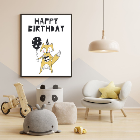 Birthday Poster Happy birthday 24X30 cm + silver frame