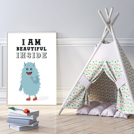 Children's poster I am beautiful inside 24X30 cm + gold frame