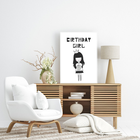 Birthday Poster Birthday girl 24X30 cm + green frame