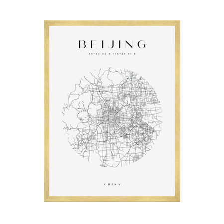 Poster Beijing city map circle 40X50 cm + gold frame
