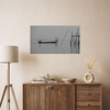 Canvas Print Black and White Boat on the Water Retro 100x80 cm