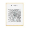 Poster Lyon city map square 40X50 cm + gold frame