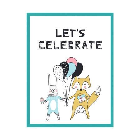 Let's celebrate Birthday Poster_2 30X40 cm + turquoise sea frame