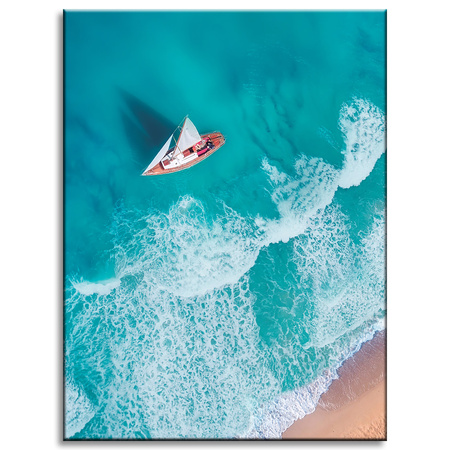 Canvas Print Sailboat Waves Sand Shore 30x40 cm