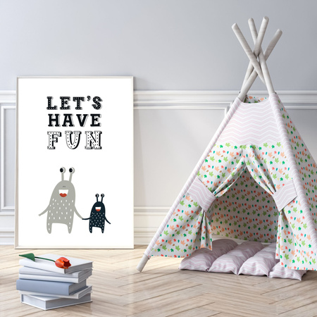 Children's poster Let's have fun_2 40X50 cm + gold frame