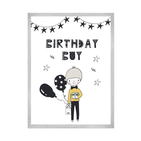 Birthday poster Birthday guy 40X50 cm + silver frame
