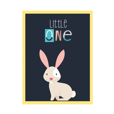 Children's poster Little One Bunny 40X50 cm + yellow frame